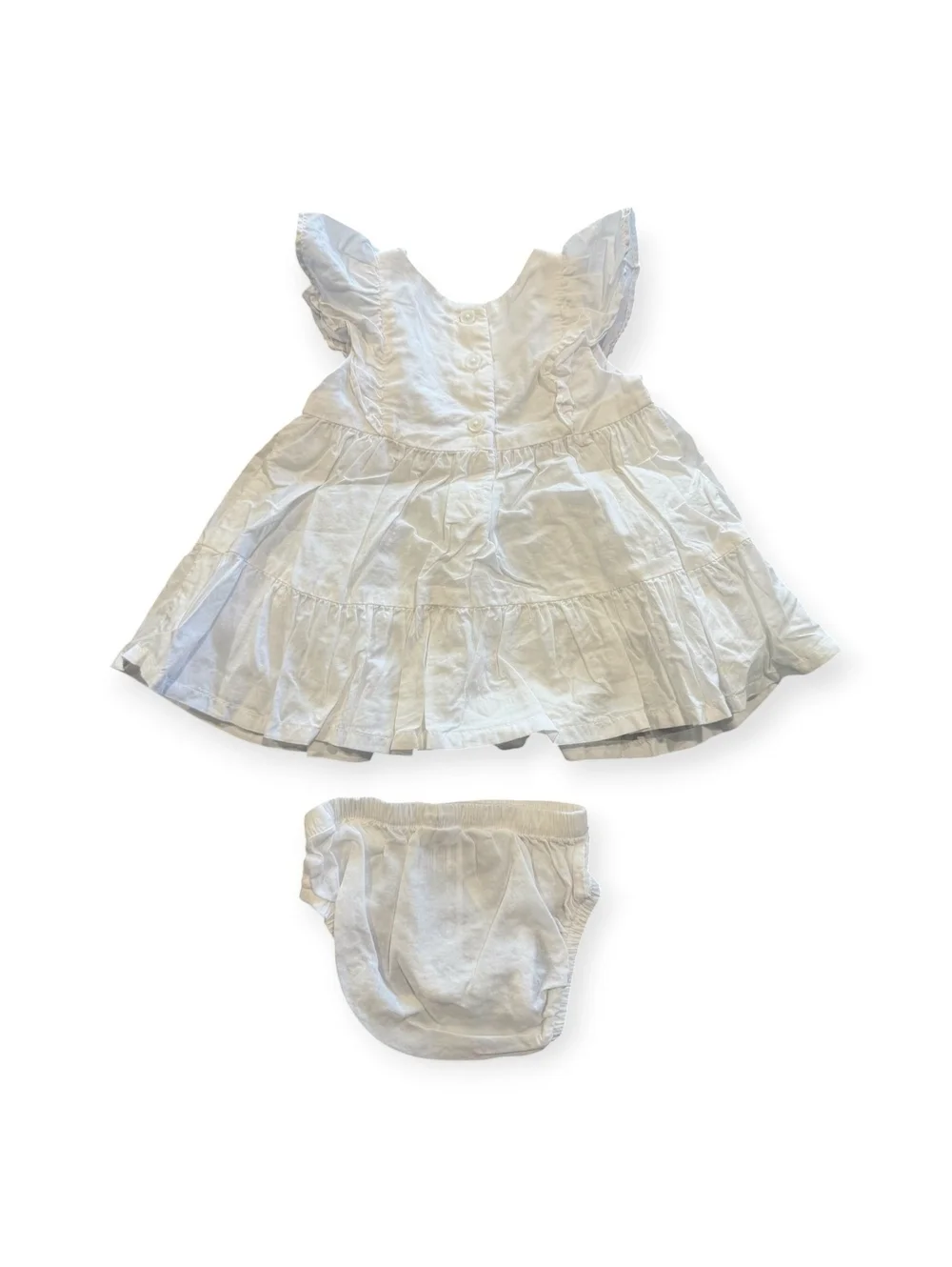 Baby B'gosh White Cotton Dress with Matching Diaper Cover, Size 3 Months
